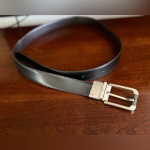 Dunhill Black Leather Belt with Silver Buckle